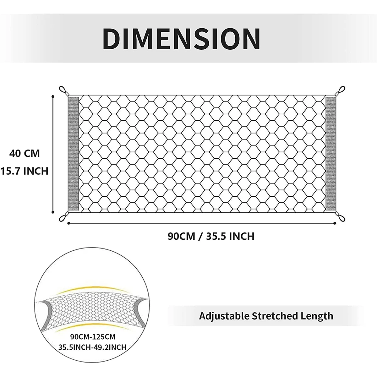 90/110cm Car Trunk Net Adjustable Elastic Rear Cargo Mesh Organizer with Hooks Universal Auto Accessories for Car SUV Truck Van