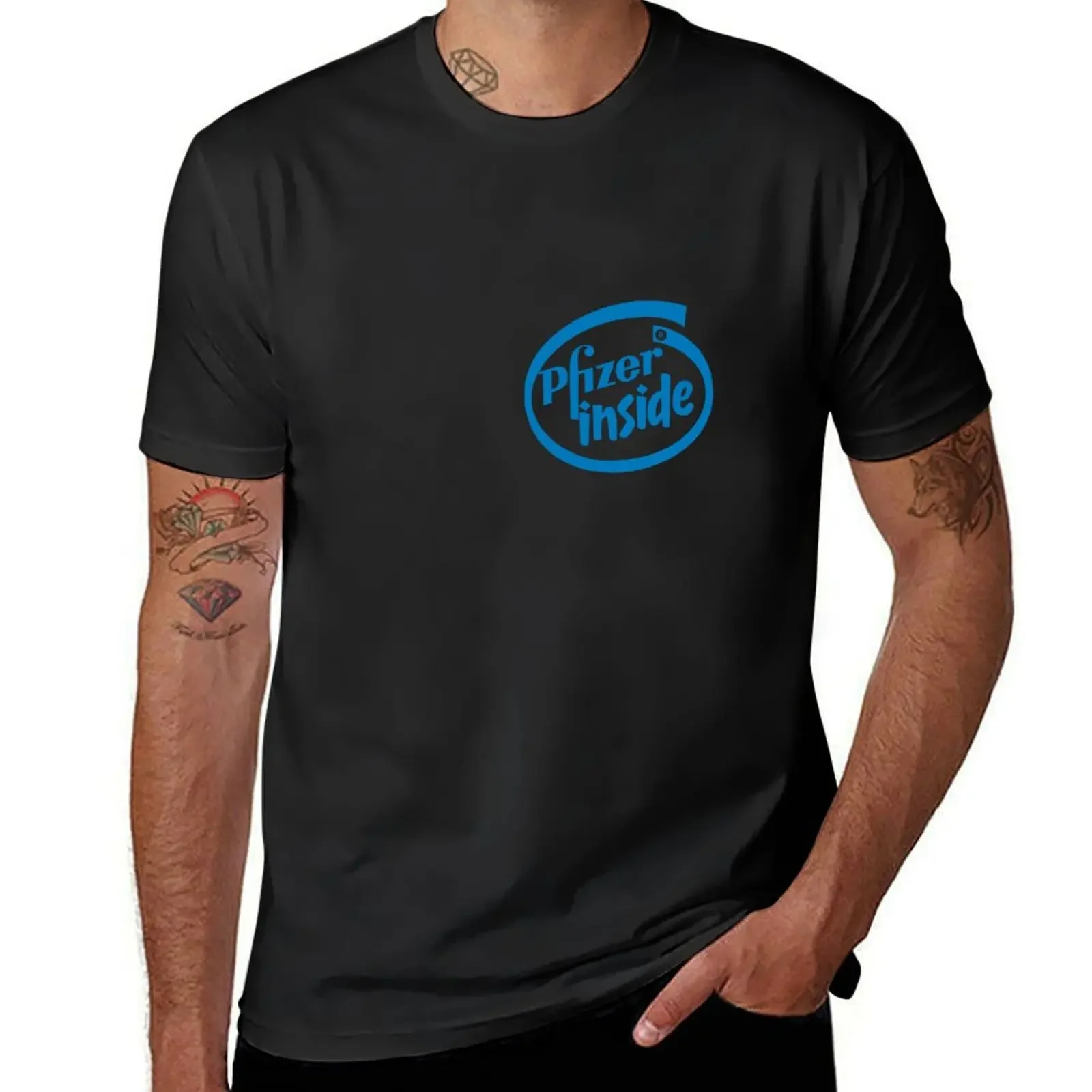 Pfizer (Intel) Inside T-Shirt hippie clothes cute tops graphics Men's t shirts