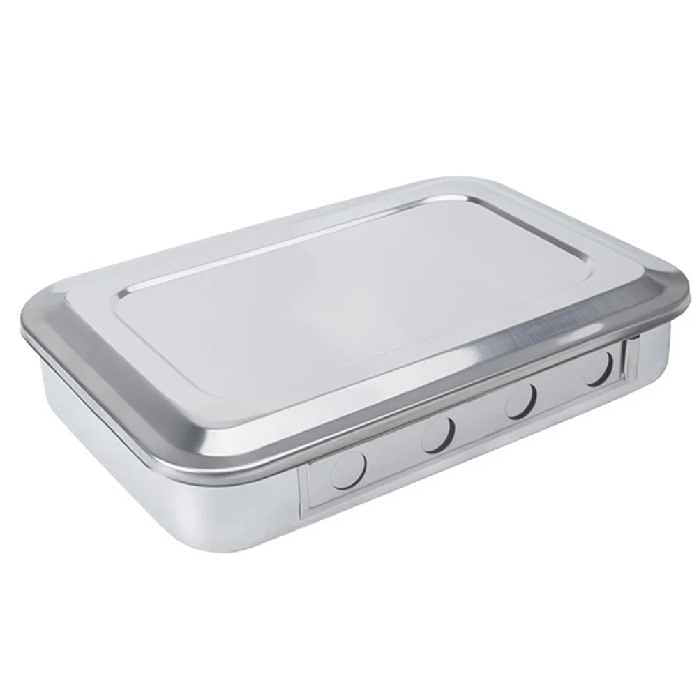 

Tray Disinfection with Cover Lid Simple Case Stainless Steel Soaking Square Silver Shape