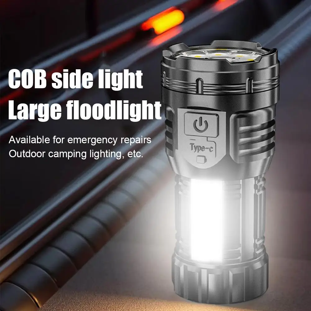 

Mini Rechargeable Led Flashlight Camping Light With Side Lights And Lampshade Tail With Magnet Suitable For Exploring, Camp P5z3