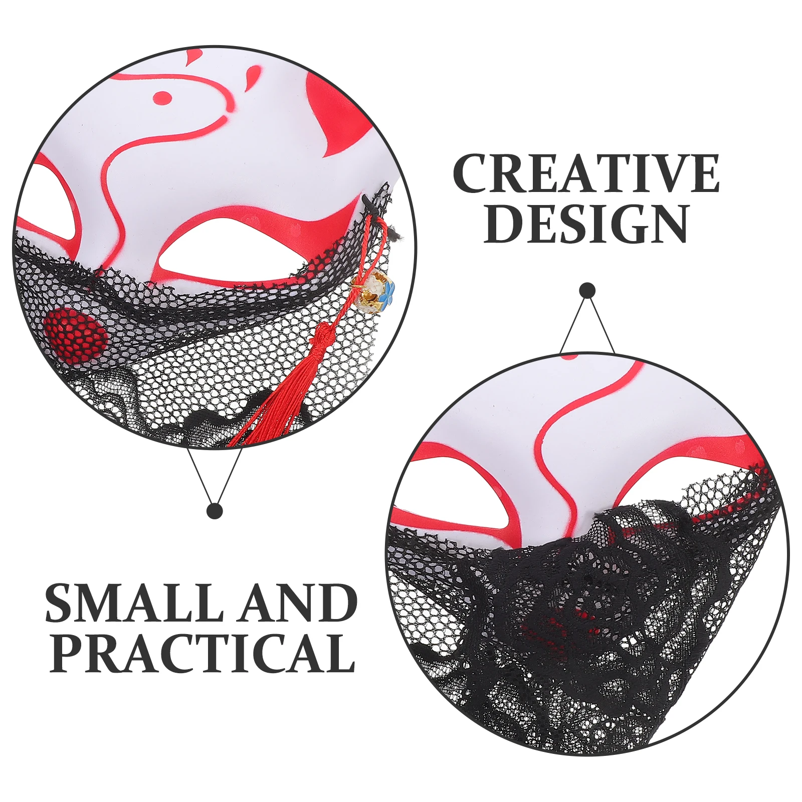 

Half Face Fox Mask White Halloween with Veil Cosplay Masks Masquerade Clothing Baby