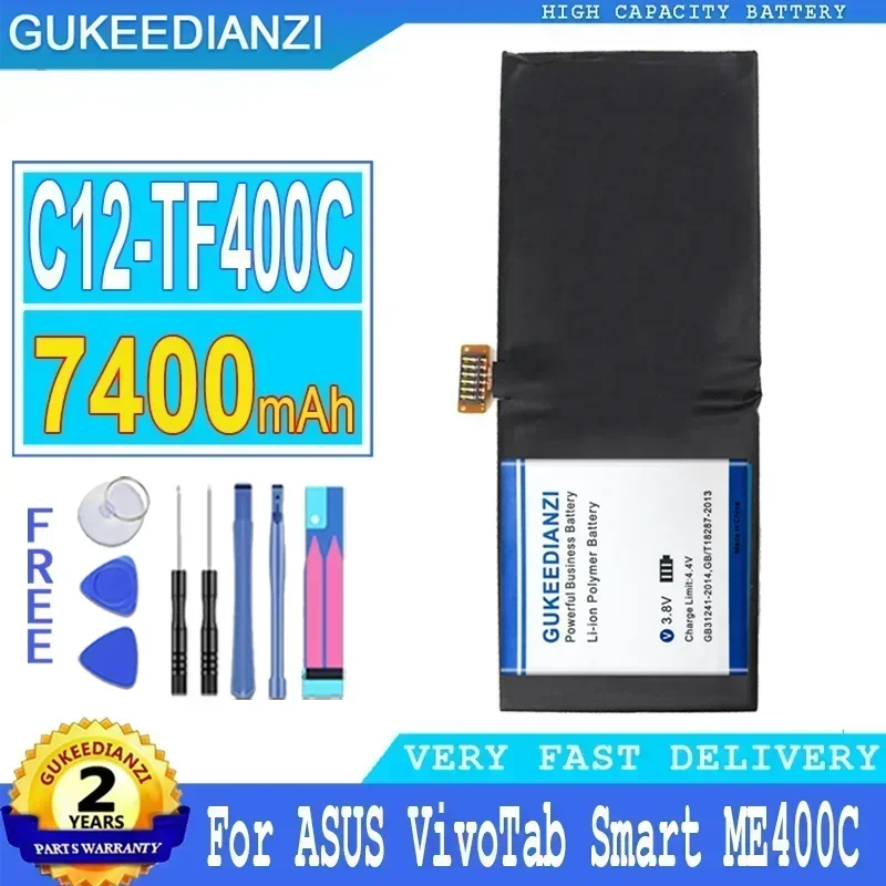 High Capacity 7400mAh Battery C12-TF400C For ASUS VivoTab Smart ME400C 1ICP4/83/103-2 TF400C + Tools