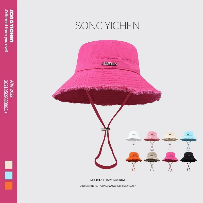 

HyunA Style Distressed Fisherman Hat - Washed Fringe Adjustable Sun Hat