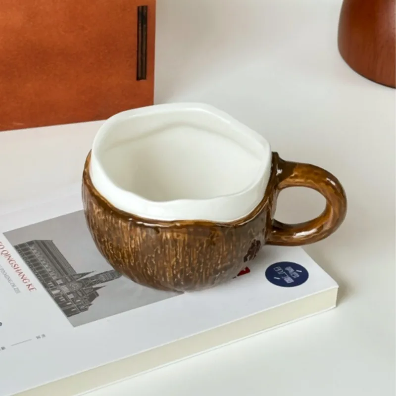 Creative Coconut Shell Ceramic Cup Vintage Hand Pinch Irregular Ceramic Coffee Milk Tea Cup Milk Coffee Cup Drinking Water