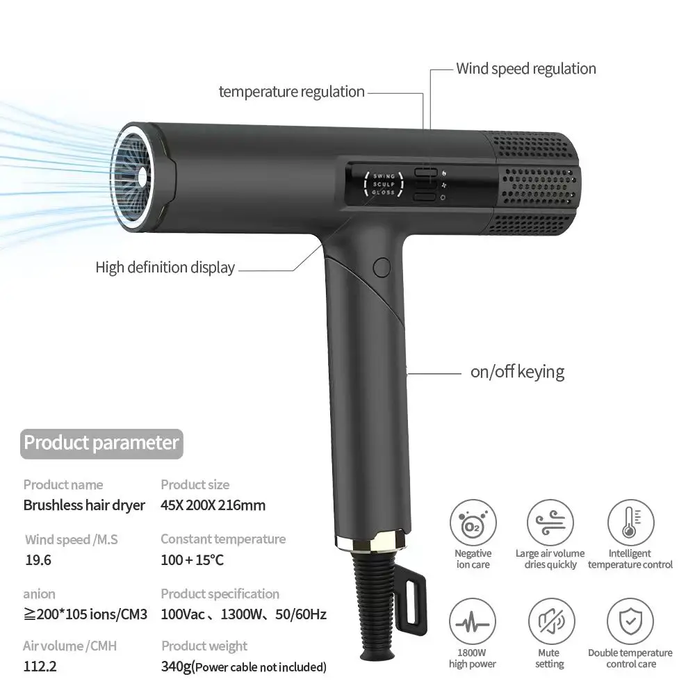 Profesional 2024 peluquería doméstica dedicado secador de aire inverso alisador comercio secador de pelo sin ruido