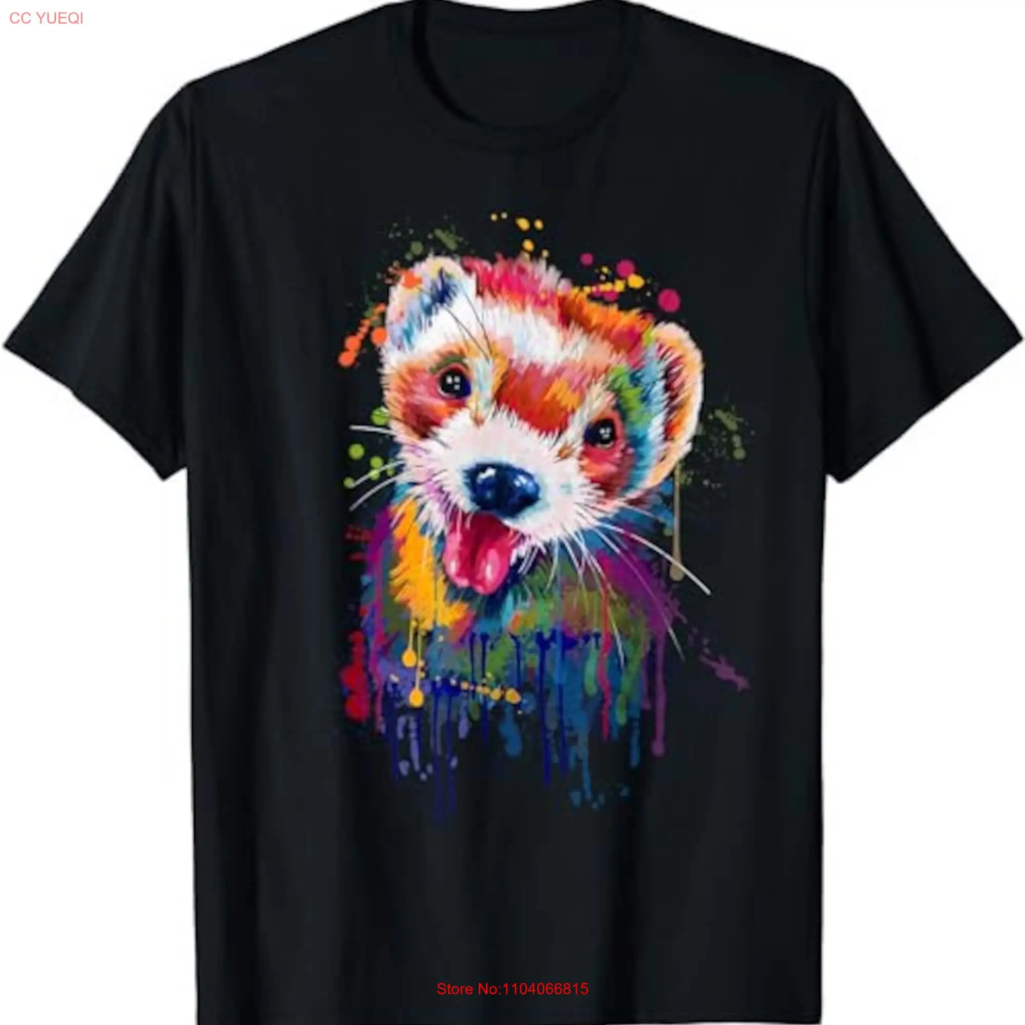 Ferret Face s Hand Drawn Splash Art Pet Lover T Shirt SweaT 101037 long or short sleeves