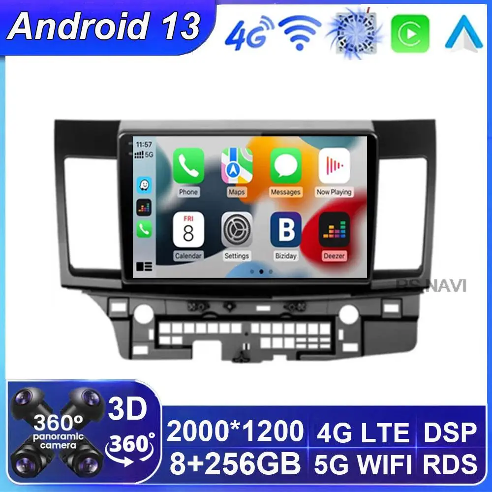 

2din Android 13 Carplay Car Radio for Mitsubishi Lancer 10 CY 2007 - 2017 Multimedia Video Player 2 Din GPS IPS 4G Stereo DVD