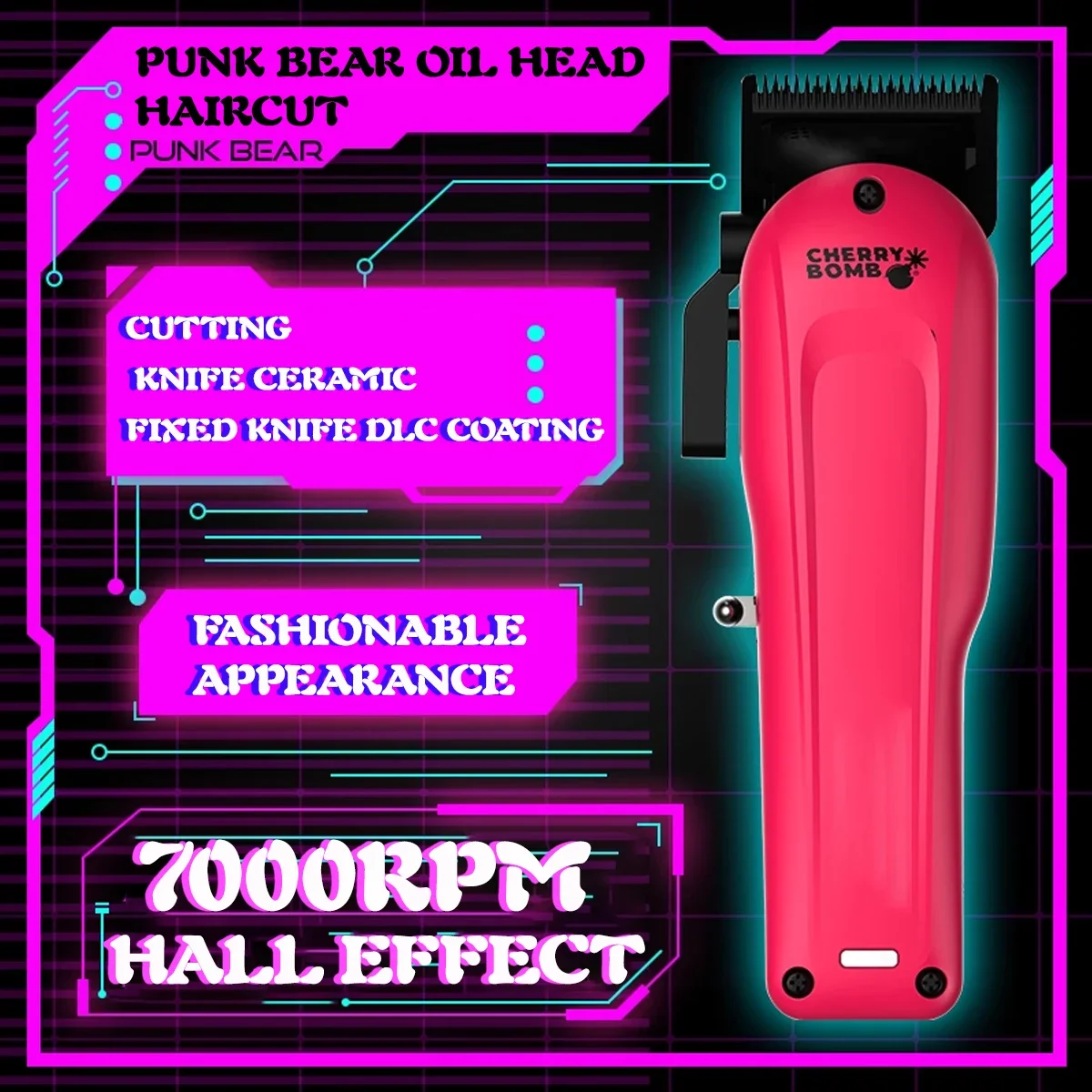 Профессиональная индукционная машинка для стрижки волос Hall с постоянным двигателем, 2025 Everglow, 7000 об/мин, машинка для стрижки волос с маслом панк-медведя, электрическая машинка для стрижки волос DLC с керамическим лезвием
