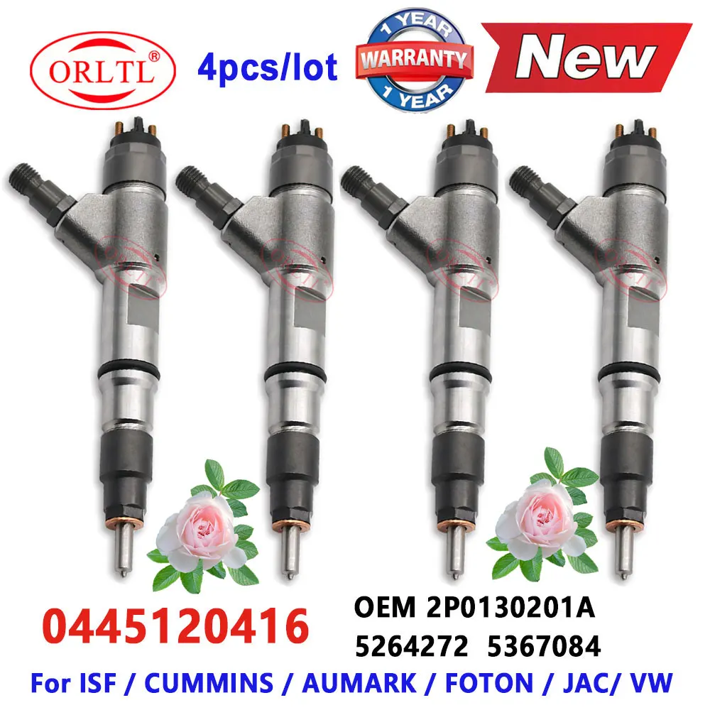 

0445120416 Diesel Fuel Injector 5264272 5367084 for Bosch ISF CUMMINS AUMARK FOTON / JAC/ VW 2P0130201A New 0 445 120 416 4PCS
