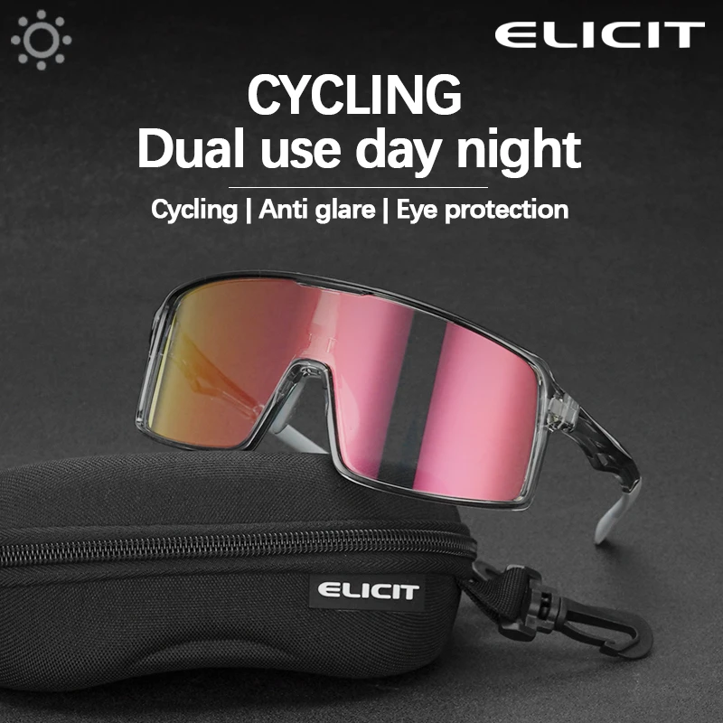 ELICIT Photochromic Cycling Sunglasses Sports Running Glasses Mountain Road Bicycle For Men Women UV400 Protection Goggles For M