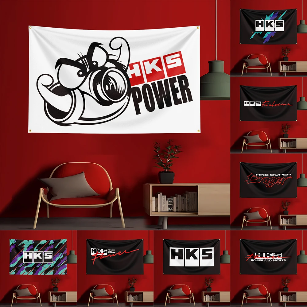 

3X5 FT W-HKS Game Flag Polyester Printed Party Flag for Garage Room Decoration