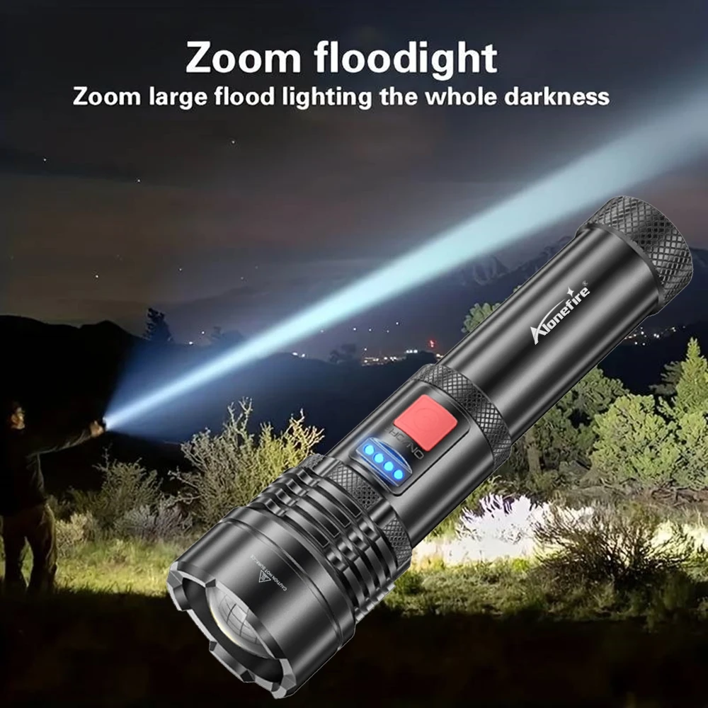 Linterna LED táctica recargable USB con zoom alta potencia - imagen 5