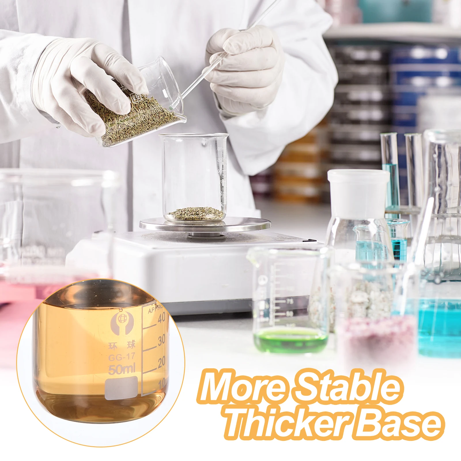 2/6/12 szt. Kielichy laboratoryjne z szkła borokrzemowego 3.3, z podziałką, kubki miarowe z wylewakiem, 50-2000 ml, niskie. — zdjęcie produktu 5