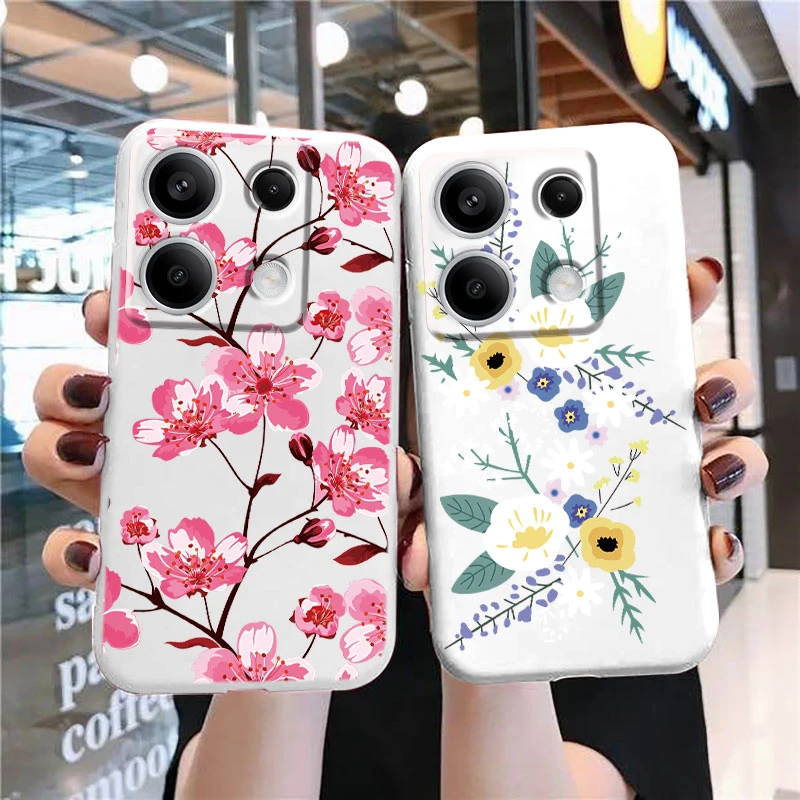 Vintage Flowers Leaves Plant Rose Phone Case For Xiaomi Redmi Note 13 Pro 4G Poco M6 Pro Shockproof Siling Fundas Silicone Cover