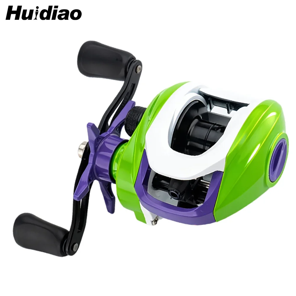 Huidiao 6,6 Unzen Rundum-Baitcasting-Rolle, 22 Pfund/10 kg, glatter Zug, 10-Magnet-Bremssystem, flache Wurfrolle zum Köderangeln