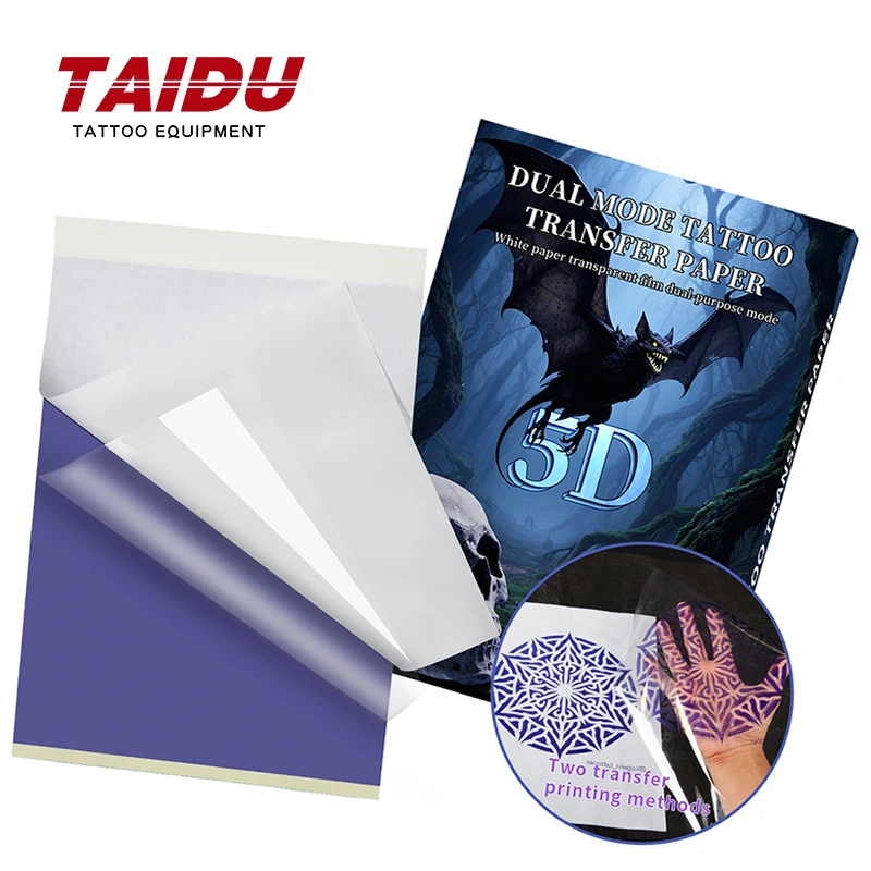 

TAIDU 5D переводная бумага для татуировок, двухслойная бумага для переноса татуировок, 100 листов термотрансферной бумаги для печатного оборудования