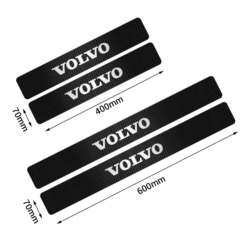 4pc Carbon Fiber Car Door Sill Protector Anti-scratch Protective Film For Volvo Rdesign XC60 XC90 V40 V50 V60 AWD T6 S40 S60 S80