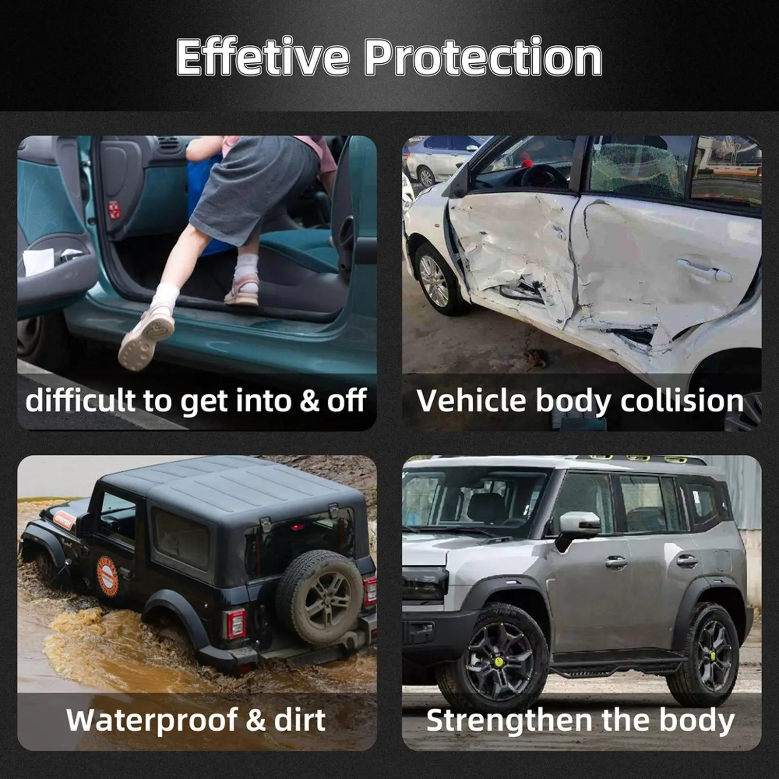 High Strength Running Boards Two Step Layout Side Accessories for 07-18 Unlimited 4 Door