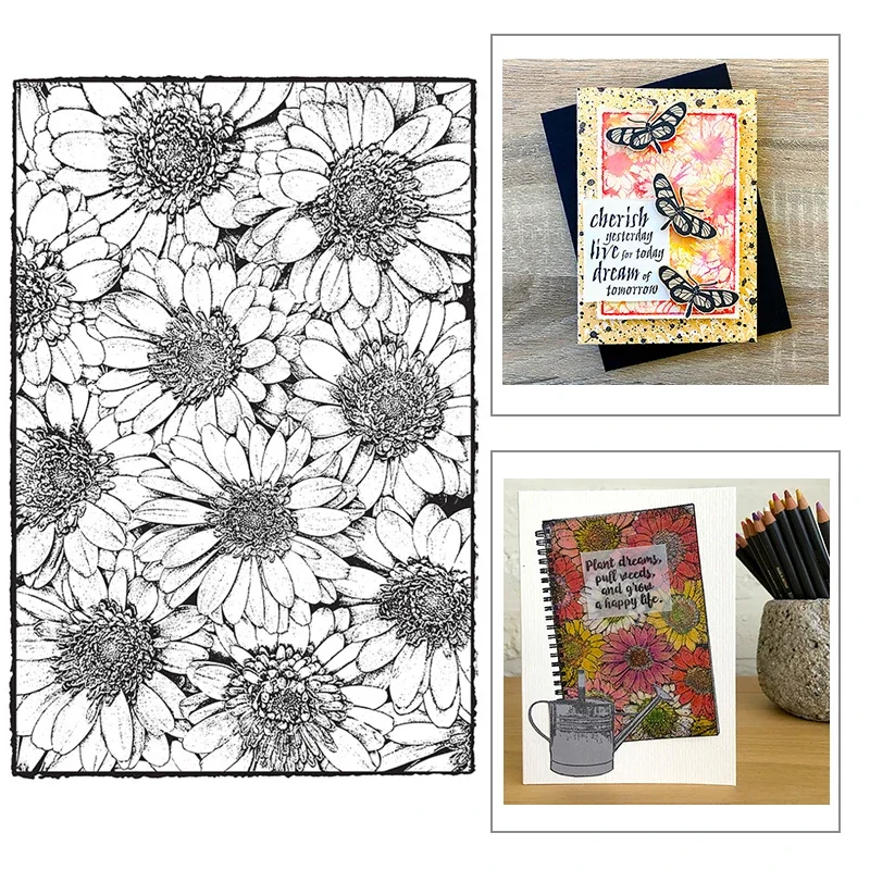 Nuovo timbro trasparente con motivo a crisantemo per piante retrò per Album di biglietti di auguri fai-da-te e Scrapbooking senza fustelle in metallo