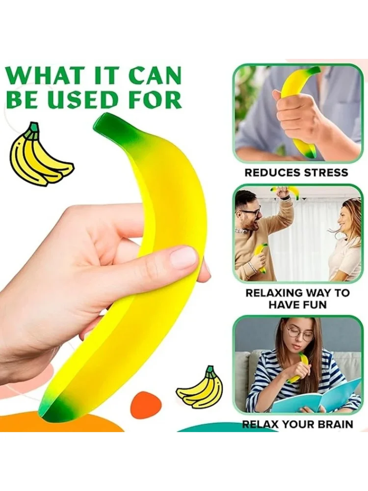 Faux jouets Squishy banane, doux, léger et Durable, mousse PU, jouet à presser pour fruits, amusant et relaxant avec un Look réaliste, accessoire amusant