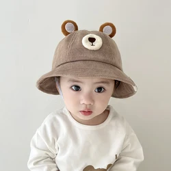 Spring Summer Baby Bucket Hat Cute Bear Ear Newborn Cap Solid Color Outdoor Beach Kids Baby Boy Girl Sun Hats Bonnet 1-4 Years