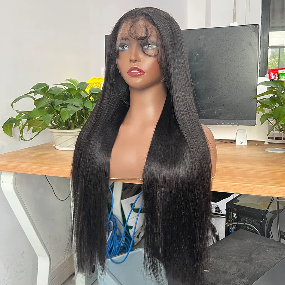 

13x4 HD кружевные фронтальные прямые человеческие волосы парики натуральный цвет 200% плотность предварительно выщипанные отбеленные узлы вьетнамские необработанные девственные волосы