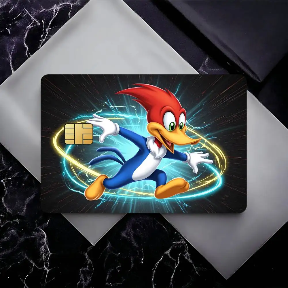 Cartoon W-Woody Woodpecker Credit Card Skin Stickers for Bank Card Bus Metro Card Sticker Waterproof Gift