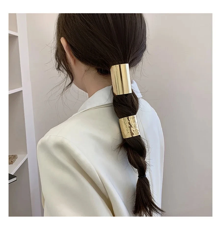 

2024 new Korean Low Ponytail Holder Buckle Trendy Retro Metal Advanced Punk Clips Hair Accessories for Women Headwear wholesale