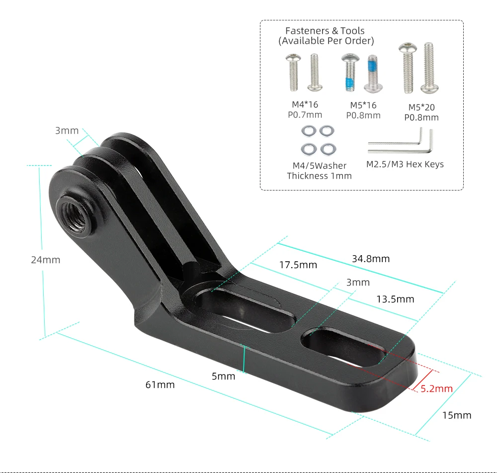 Deemount Fahrrad-Scheinwerferhalterung mit integriertem Lenker, passend für Gopro-Sportkamera, Verlängerungsständer aus Aluminiumlegierung für Computer – Detail 3