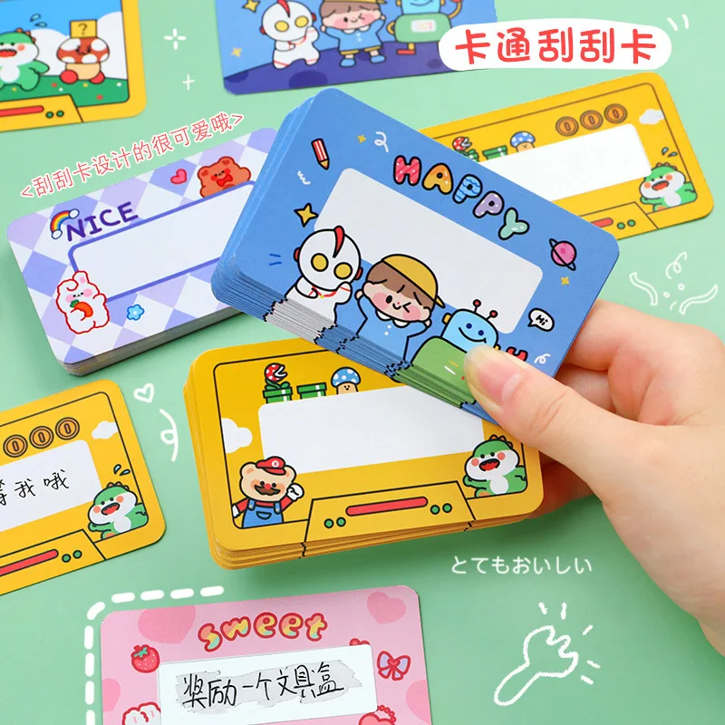 20pcs Cartoon scratch card, handwritten interactive scratch music card, greeting card