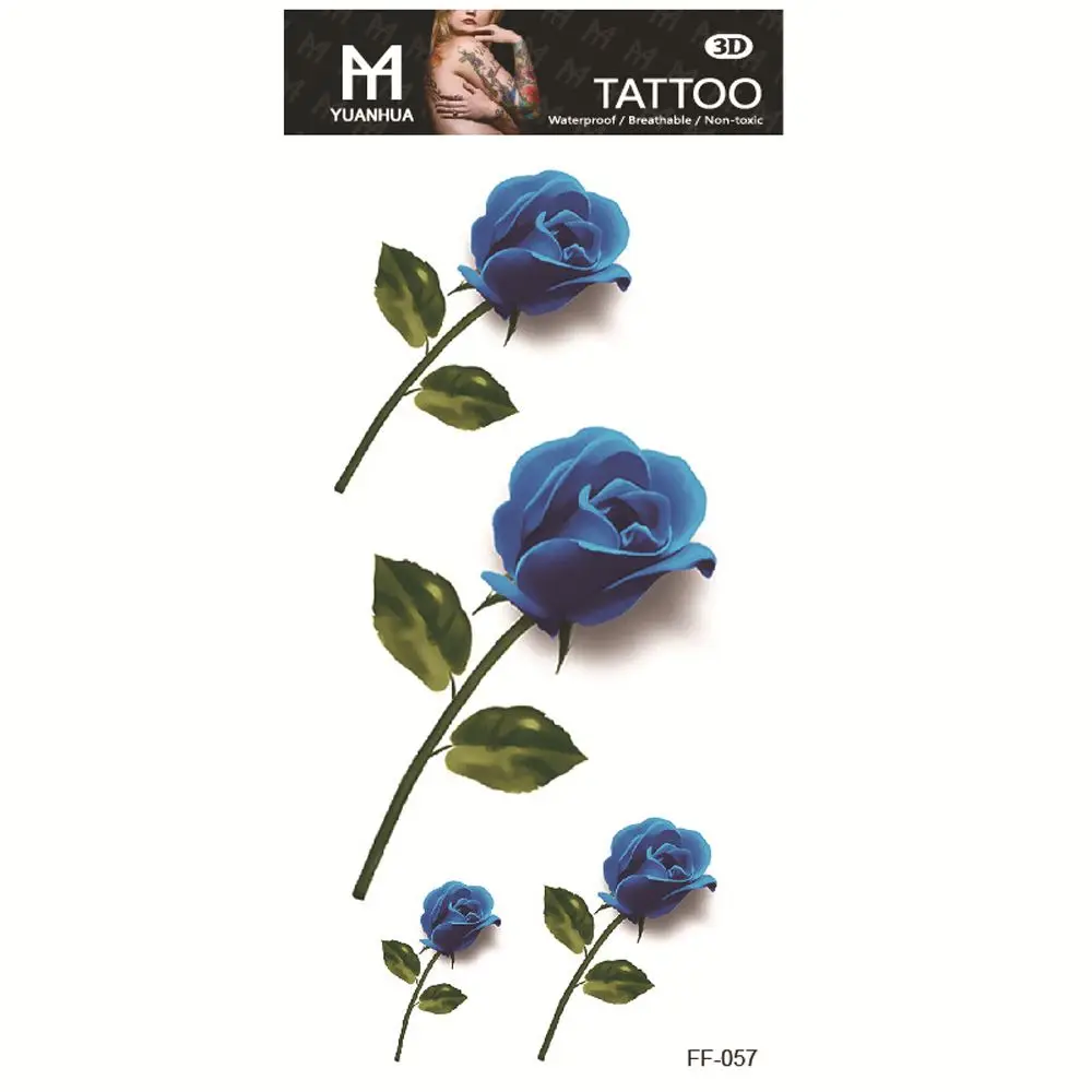 

Sexy Men Rose DIY Peony Water Transfer Decals Black Flowers Temporary Tattoo Fake Tattoo for Body Arm Leg Body Art Stickers