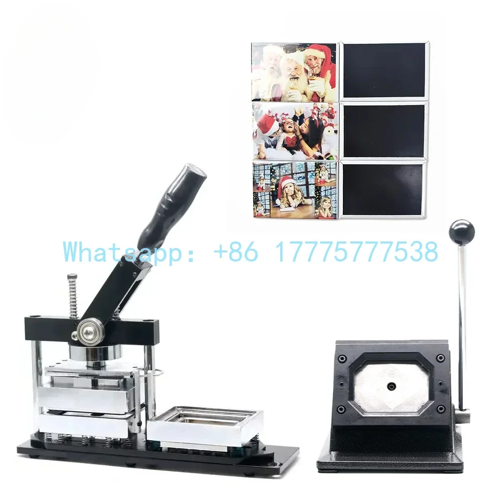 80 * 53mm Refrigerator Magnet Making Machine Rectangular Button Kit Cutting Tool and Material