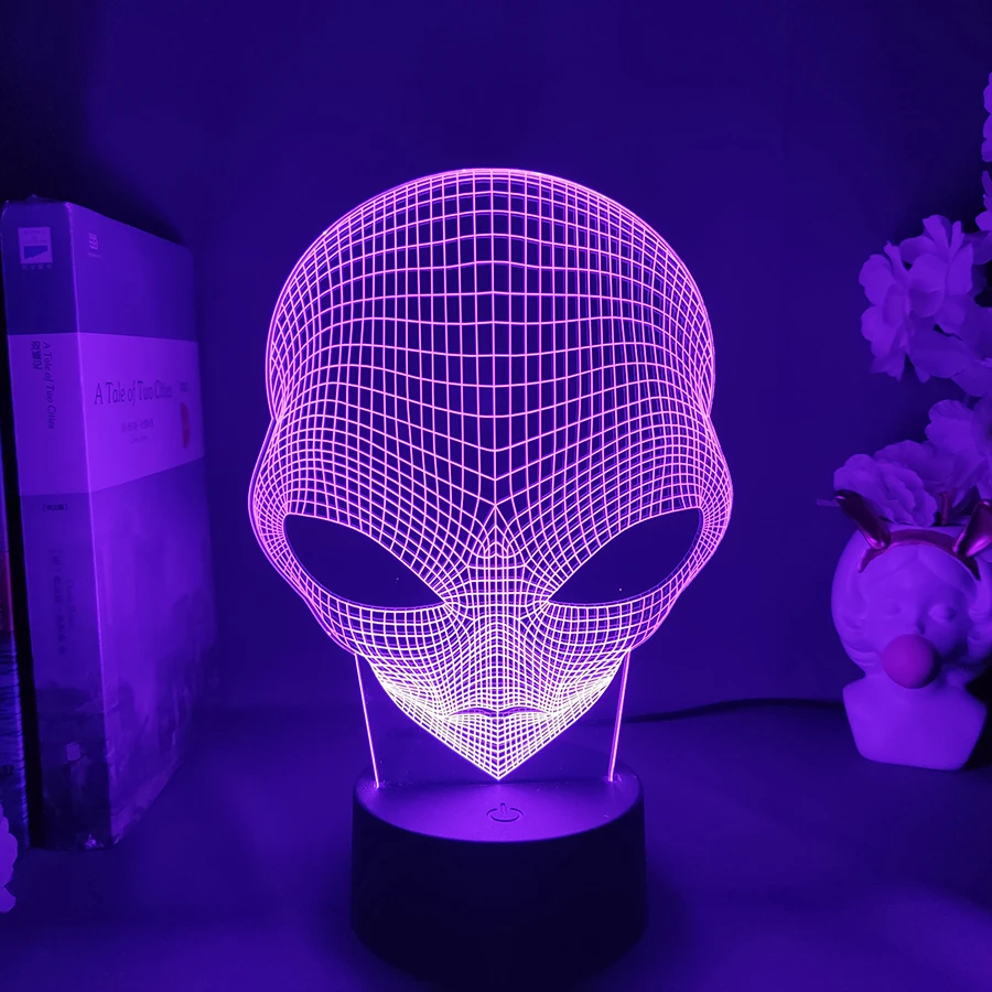 Pop-eyed Alien 3D Illusion Lamp Acrylic Night Light Cool Mood Table Lamp 7 Colors Changing Room Decor Birthday Gifts