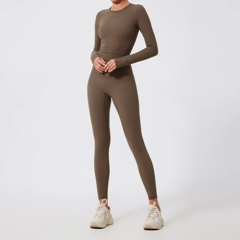 Ctenkevet 2Pcs Sets Gym Clothes Sports Outfit Suit Women Outdoors Workout Tights Set Yoga Wear Female Running Training T-Shirt image 4