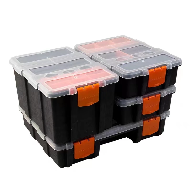 Portable Plastic Parts Toolbox with Multi-Grid Combination Screw Storage Metal Hardware Tool Box for Screwdriver Repair Tools