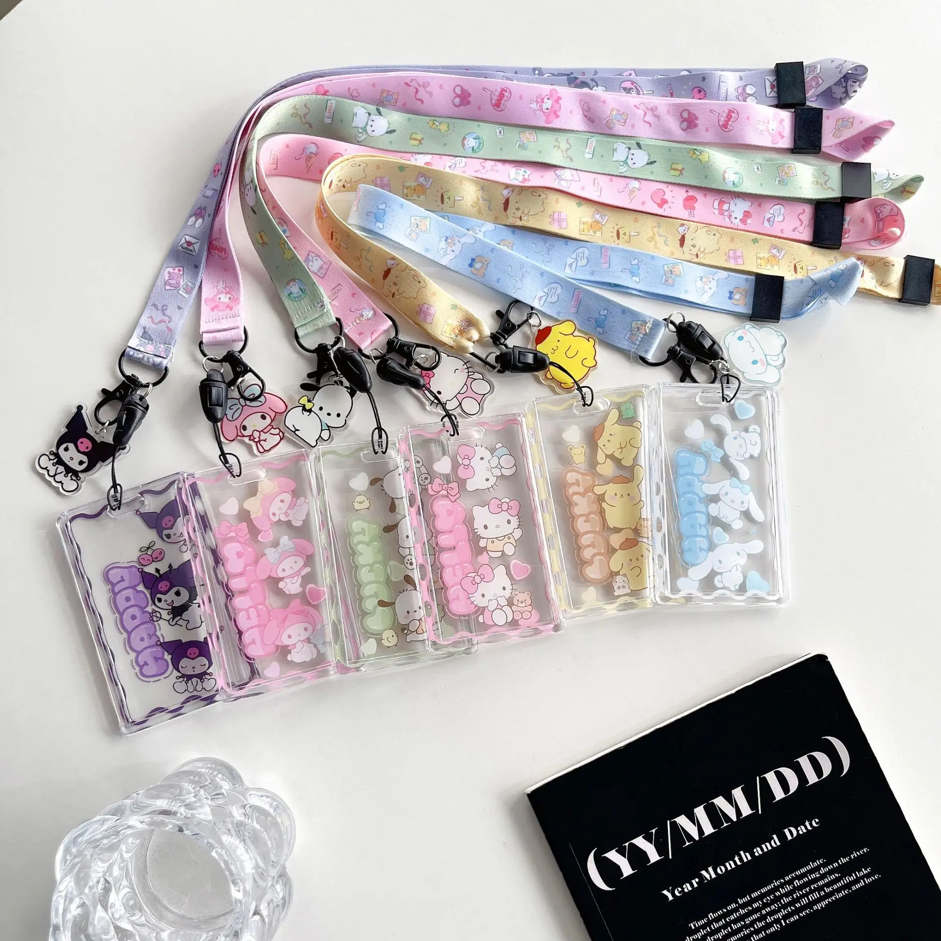 

Hellokittys Kuromi Photocard Holder Cute ID Lanyard Card Cover Porta Credencial Badge Porte Carte Keychain Hang Card Bag