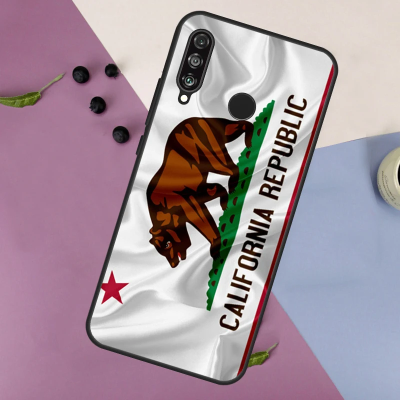 California Flag Case For Huawei Mate 60 Pro P60 P40 P30 Lite Nova 5T 3i 8i 11i Nova 9 10 SE Y60 Y61 Y70 Y90