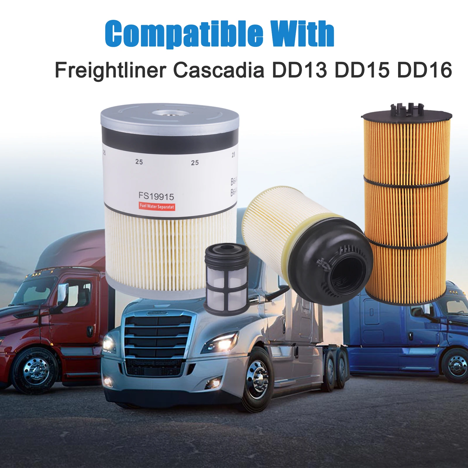 

XMSJ-Filter Service Kit Compatible with Freightliner Cascadia DD13 DD15 DD16 Detroit Diesel Engine Oil FWS Fuel Filter Kit