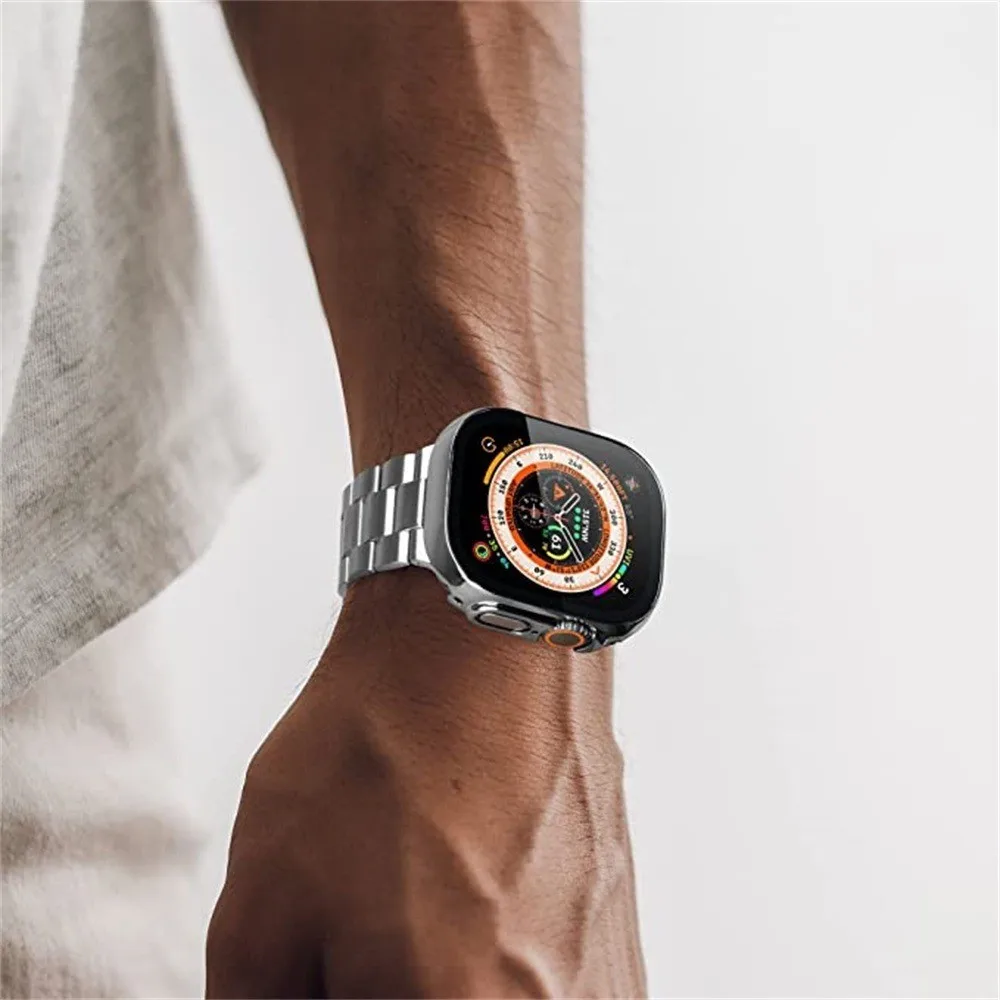 Correa y funda de acero inoxidable para Apple Watch, pulsera para iWatch serie Ultra 9, 8, 7, 6, SE, 5, 4, 49mm, 45mm, 41mm, 40mm, 42mm, 44mm