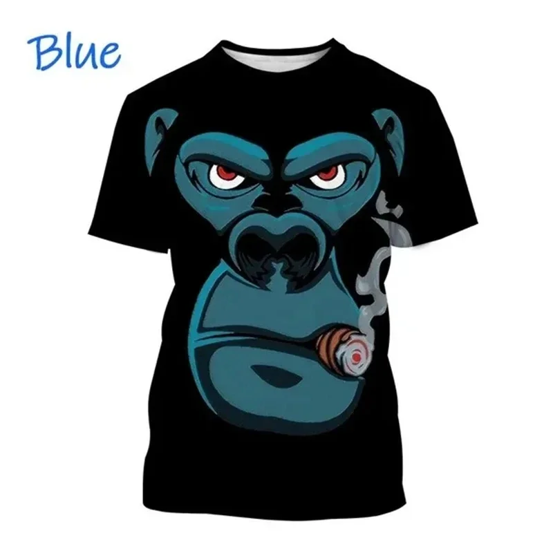 New 3d Gorillas Printed T-shirt Cartoon Animal Graphs T Shirts For Men Women Fashion Streetwear Short Sleeves Kid Funny Tees Top