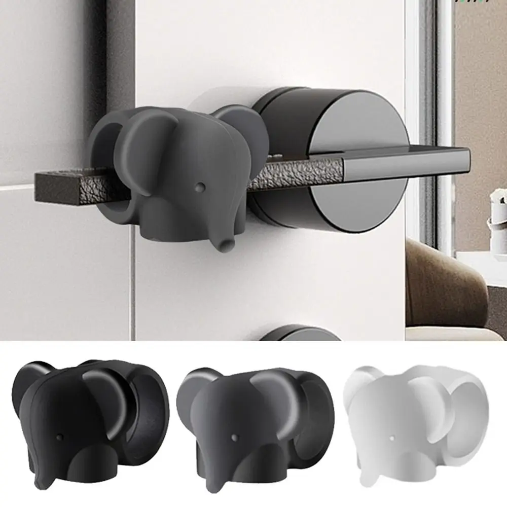 Elastic Silicone Door Stopper Cartoon Elephant Door Handle Bumper Anti Collision Doorstop Wall Protector Furniture Fittings