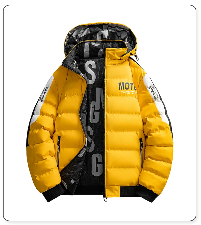 2026 Winter Men's Cotton Jacket letter pattern double-faced Cotton Jacket men Winter Coat Edition Trendy Thick solid color