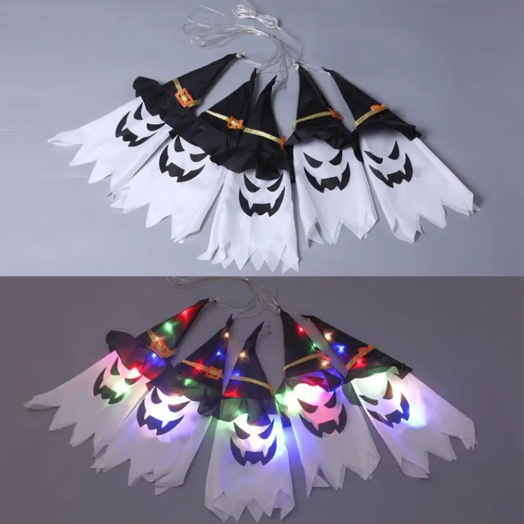 Halloween Horror Atmosfera Criativa Pendurado Decorações, Casa Assombrada Decoração Cena, Luzes LED Fantasma, Novo, 5pcs por conjunto