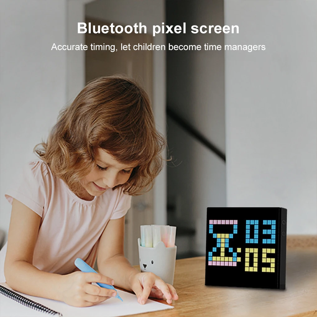 DIY Desktop Bluetooth Pixel Screen 32x32 Alarm Clock Time Display Mosaic Pixel Screen Wall Mounted LED Pixel Light Room Decor