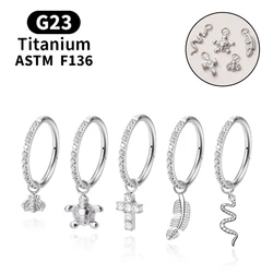 ASTM F136 G23 Titanium  Pierced Nose Ring Earrings 16G Septum 8mm Pendant Body Jewelry for Women Jewelry Accessories