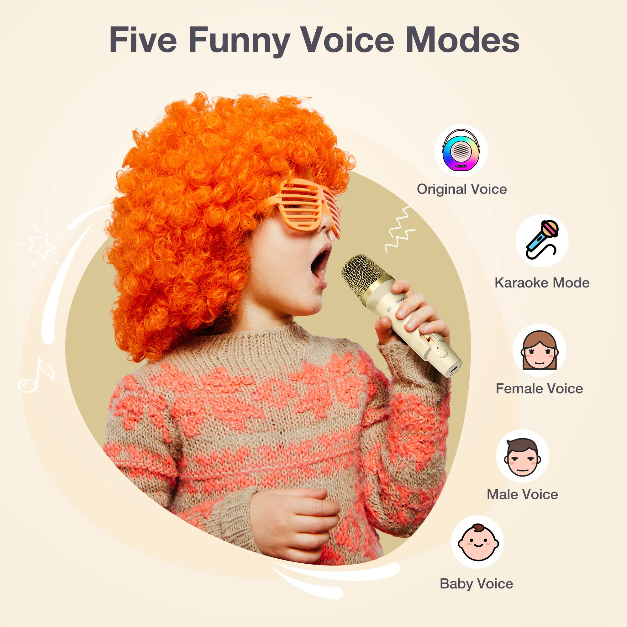 آلة BliztWolf-Karaoke مع 2 ميكروفون ، BlitzMax لاسلكي ، كاريوكي بلوتوث صغير محمول ، مكبر صوت للغناء للأطفال والكبار