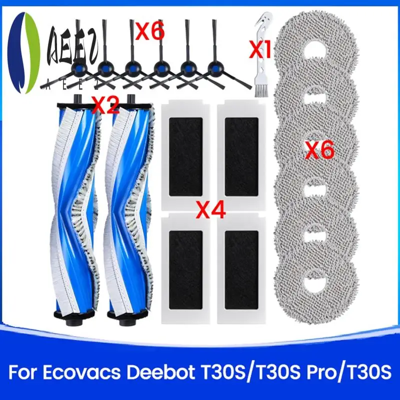 

AEE2-Replacement Parts For ECOVACS DEEBOT T30S/T30S PRO/T30S AI Robot Vacuum Cleaner Main Side Brush Hepa Filter Mop Cloth