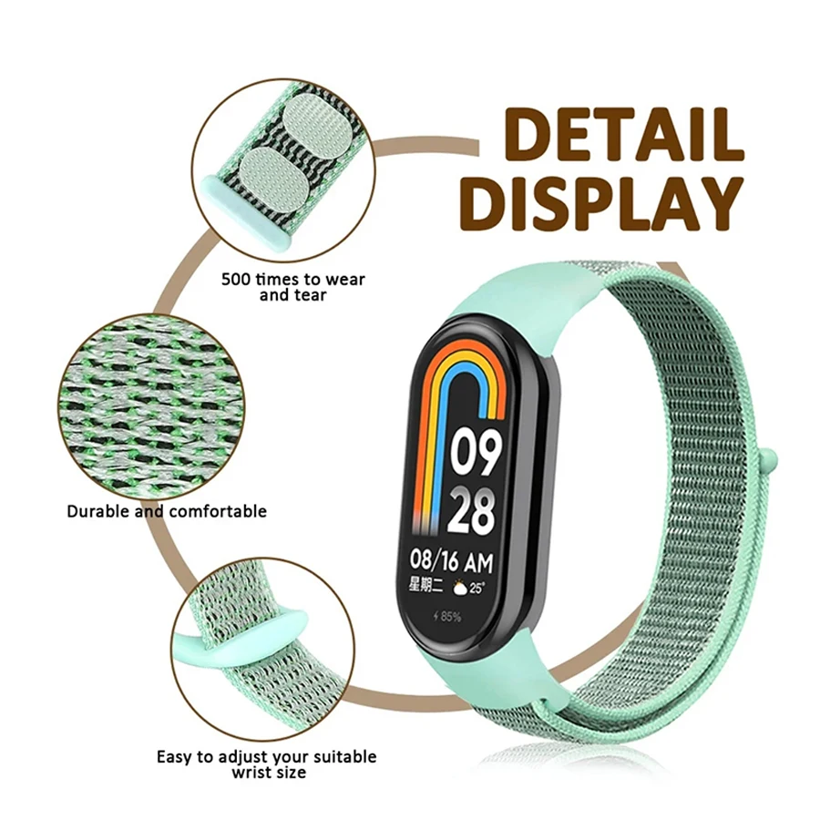 Nylon Loop Strap For Xiaomi Mi Band 10 9 8 NFC SmartWatch Wristband Correa Replacement Sport Pulsera for Miband 8 9 10 Bracelet