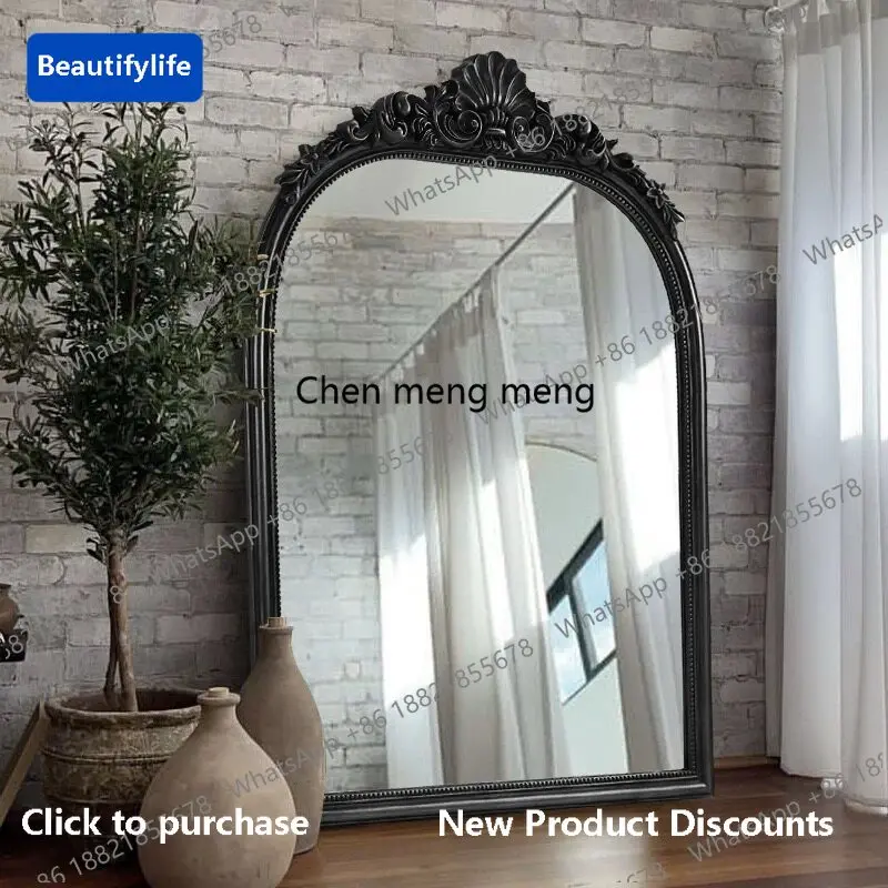 CC 45French carved retro floor-to-ceiling full-body mirror against the wall full-length mirror American fitting mirror