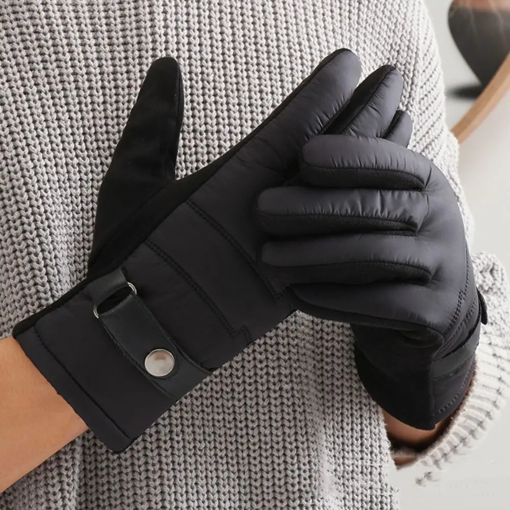 Keep Warm Winter Men's Gloves Touch Screen Waterproof Male Windproof Gloves Down Cloth Soft Motorcycle Full Finger Mittens